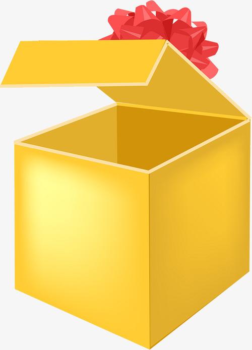 打开盒子红色礼物盒金色丝带素材png